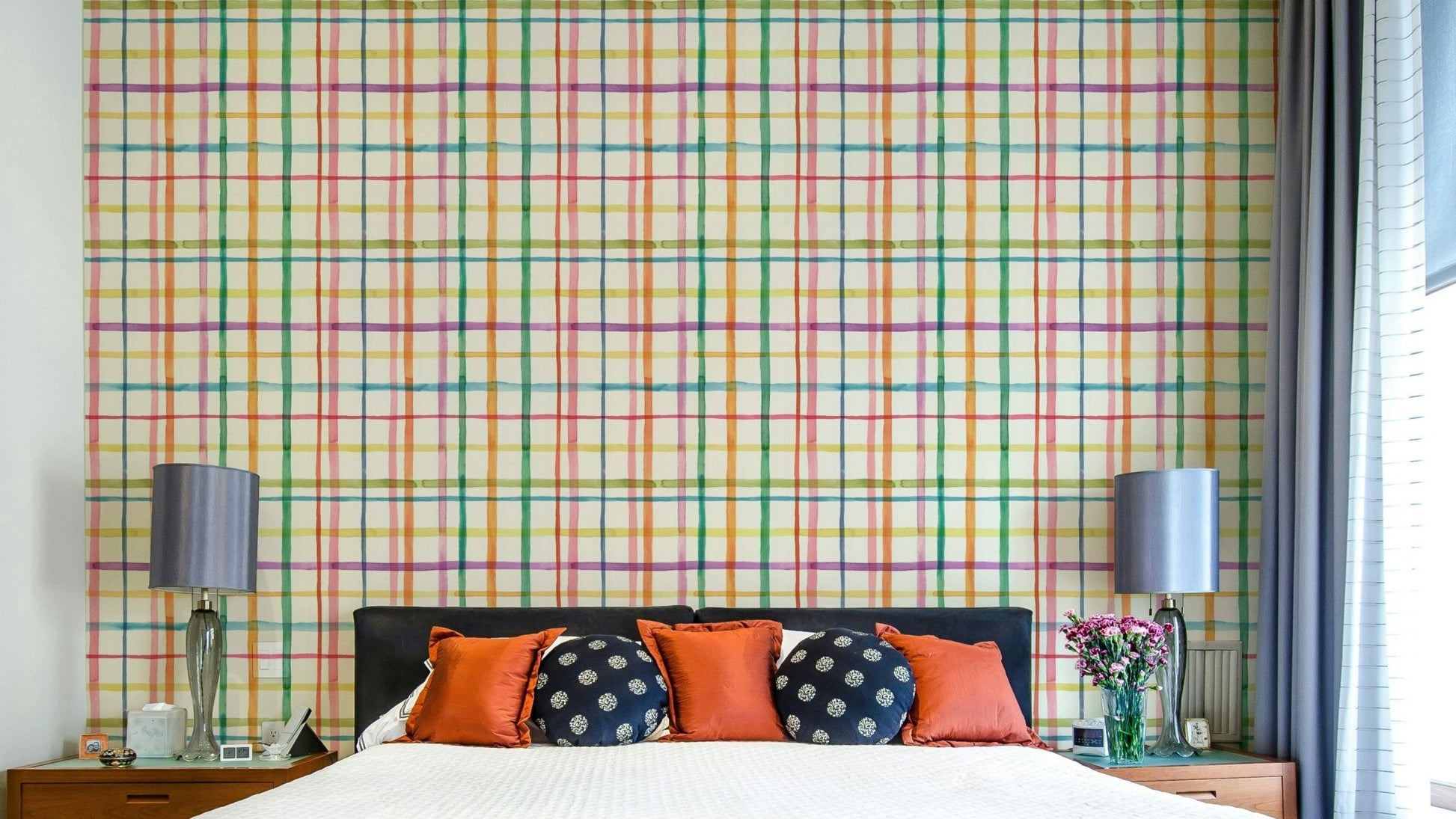 Colorful plaid wall wallpaper


