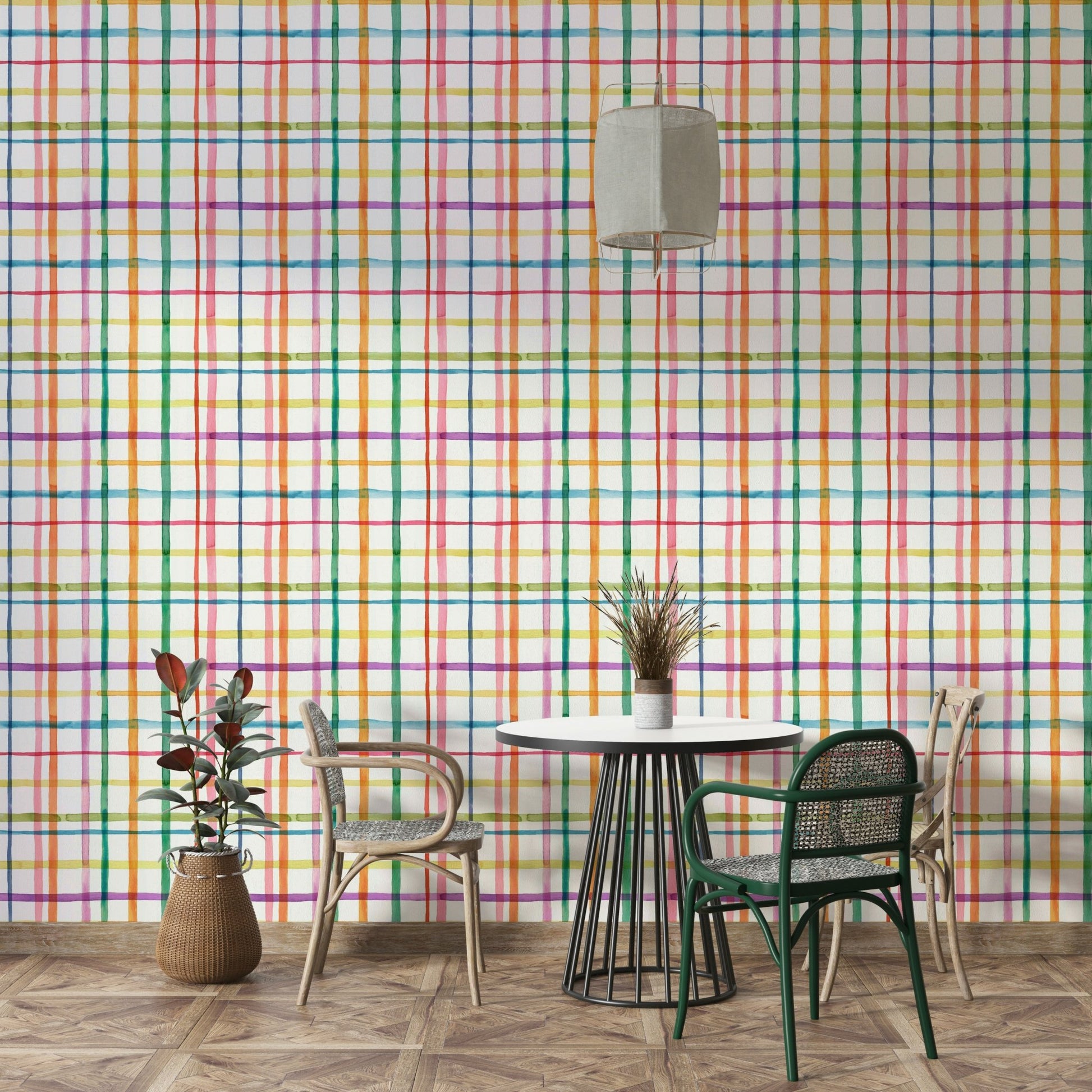 Color block grid wall mural

