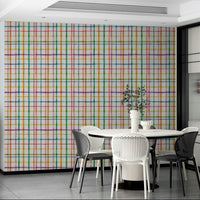 Hand-painted plaid wall mural

