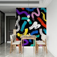Play with Joy contemporary wall covering with spirited, vibrant, textured brushwork.