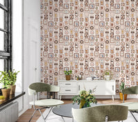 Bright study corner where Playful Animal Portraits Wallpaper fills the background wall