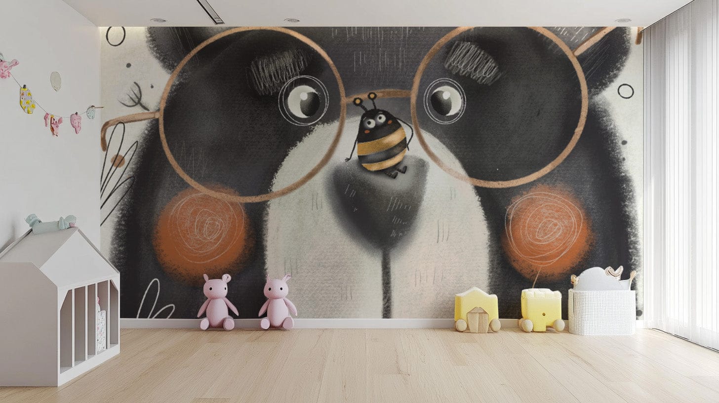 Cute Bear Cartoon Wallpaper for Nursery
