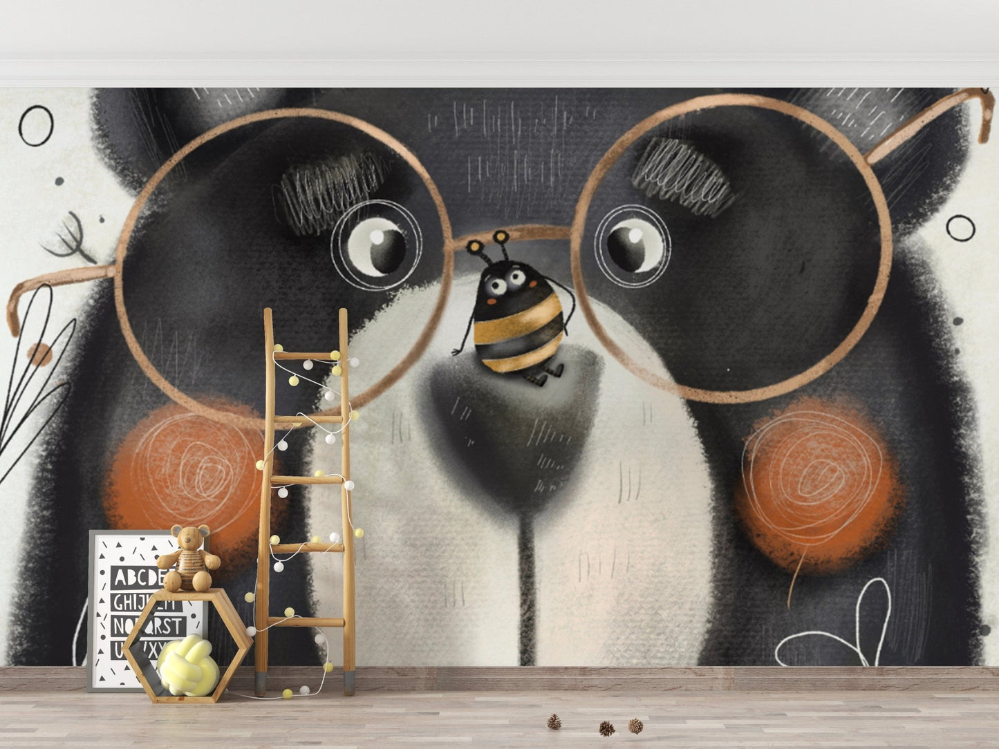 Quirky Bear with Crown Kids Wall Art
