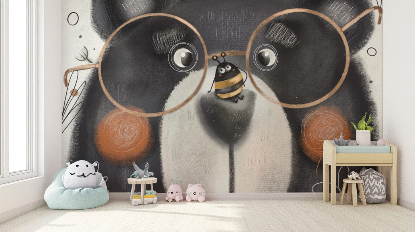 Adorable Bear with Glasses Wall Mural
