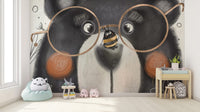 Adorable Bear with Glasses Wall Mural
