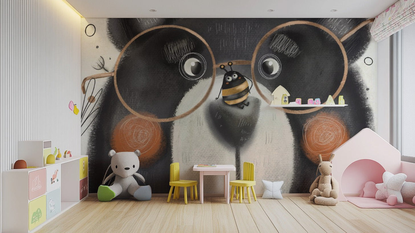 Whimsical Bear with Crown Kids Wallpaper
