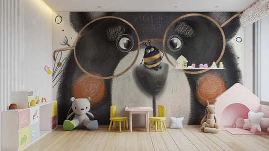 Whimsical Bear with Crown Kids Wallpaper B683