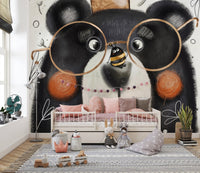 Illustrated Bear King Wall Décor Mural
