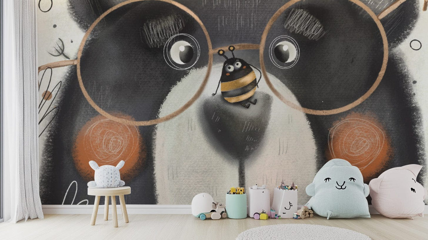Fun Bear Art Wallpaper for Kids Room
