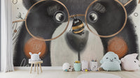 Fun Bear Art Wallpaper for Kids Room

