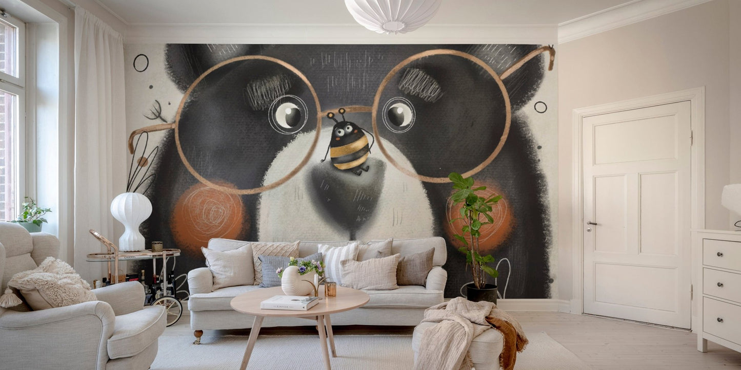 Creative Bear Art Wallpaper for Playroom

