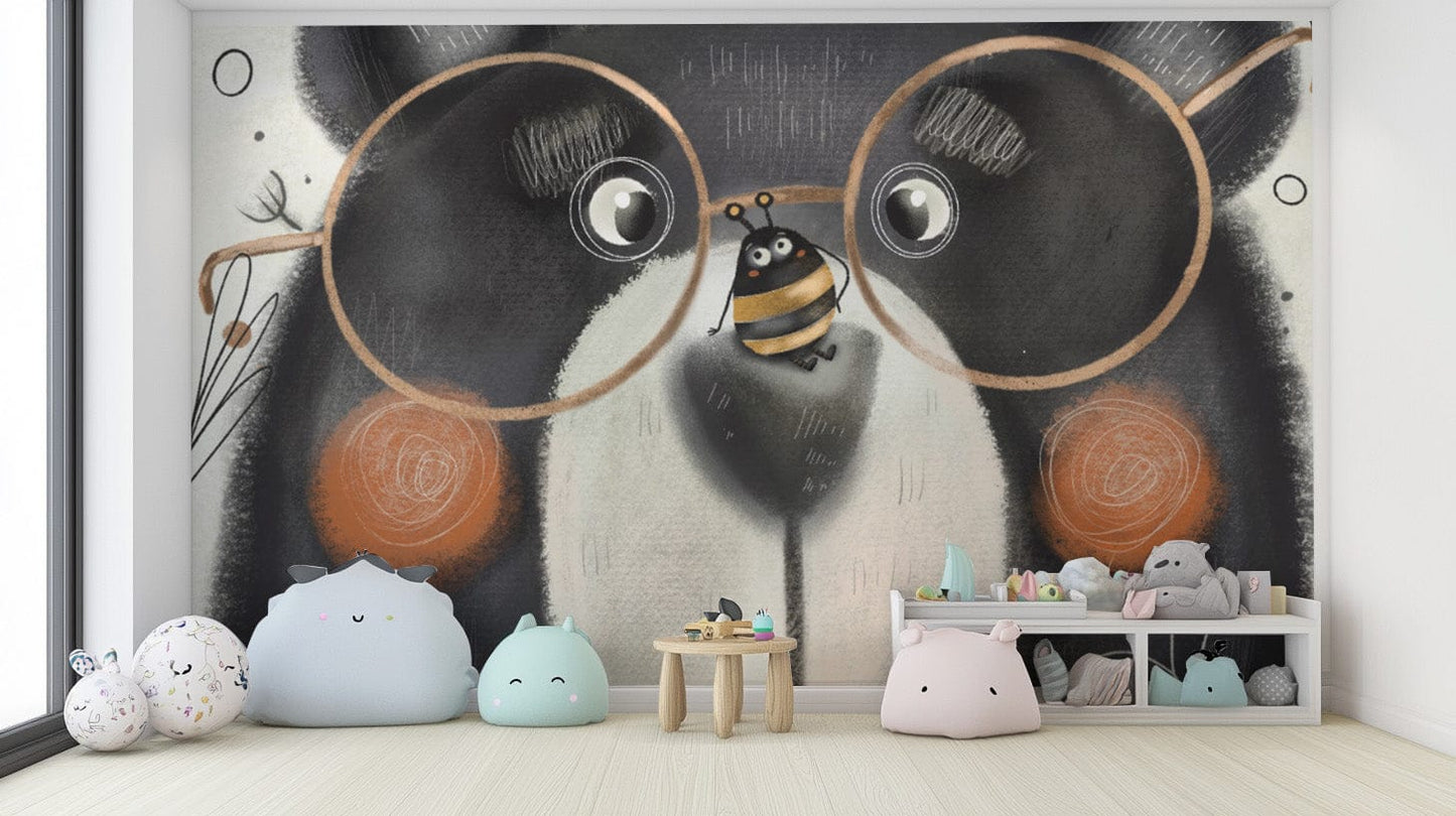 Charming Bear Cartoon Wallpaper Design
