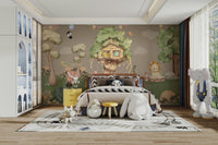 The Playful Forest Glade Wall Mural in a child's room.
