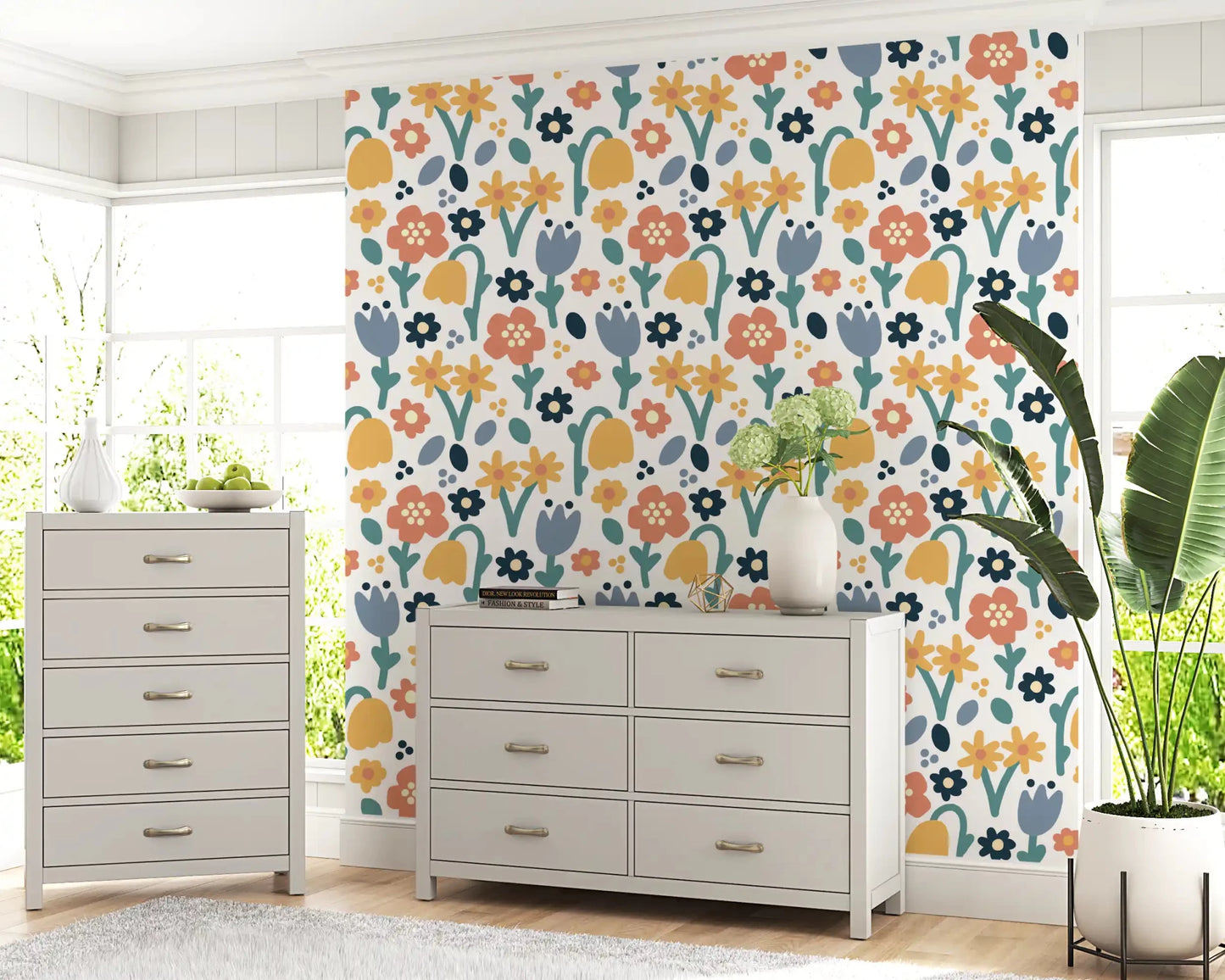 Entryway showcasing the colorful Playful Meadow wallpaperGD9448
