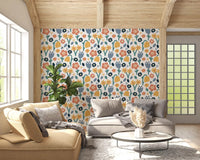 Bright Living room accented by Playful Meadow wallpaper⁠GD9448