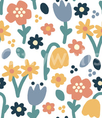 Whimsical floral shapes scattered on Meadow wallpaper⁠GD9448