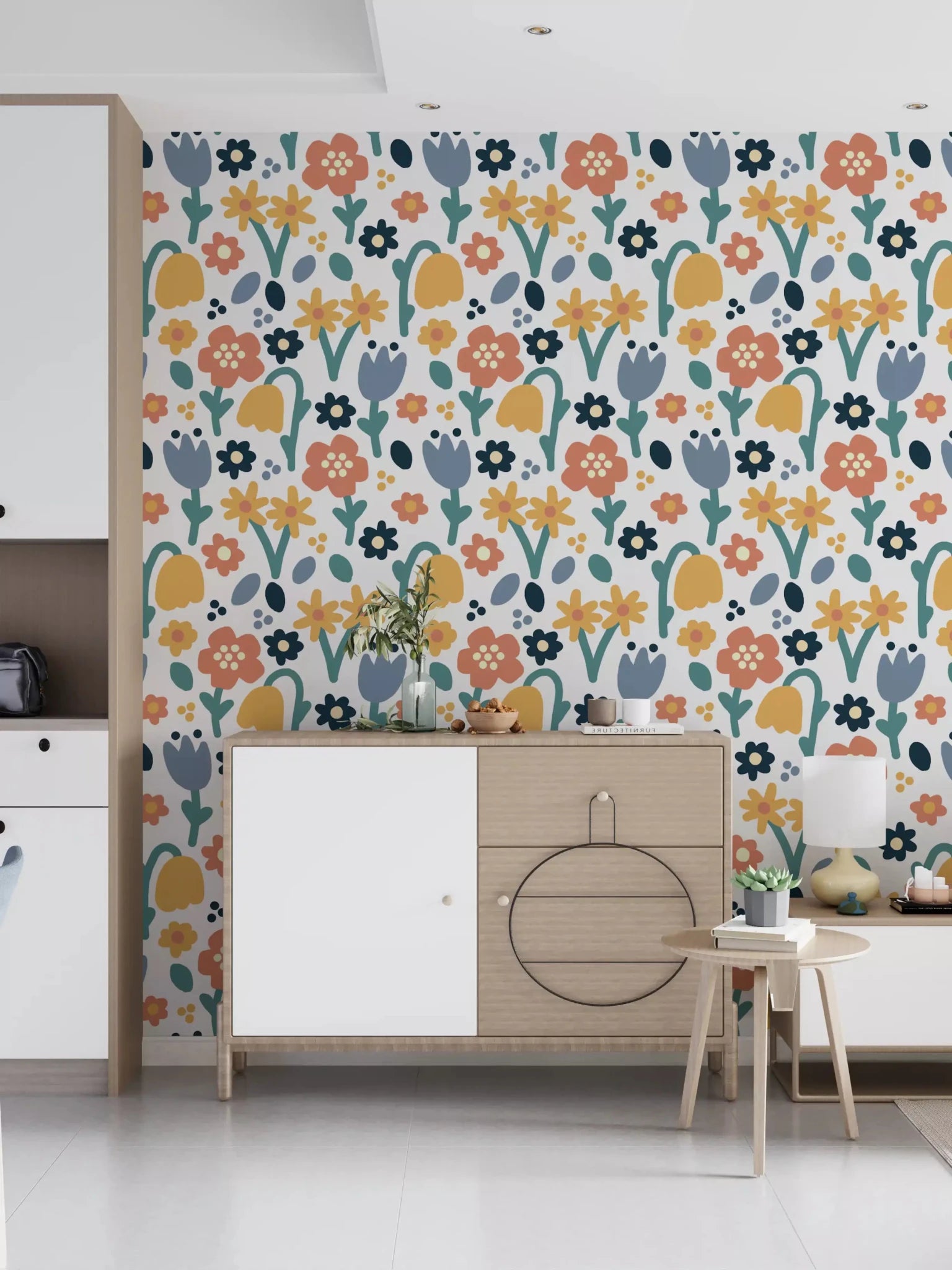 Repeating floral pattern on this Meadow wallpaper motifGD9448