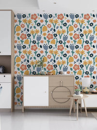 Repeating floral pattern on this Meadow wallpaper motifGD9448