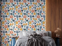 Peaceful bedroom featuring Playful Meadow wallpaper⁠GD9448