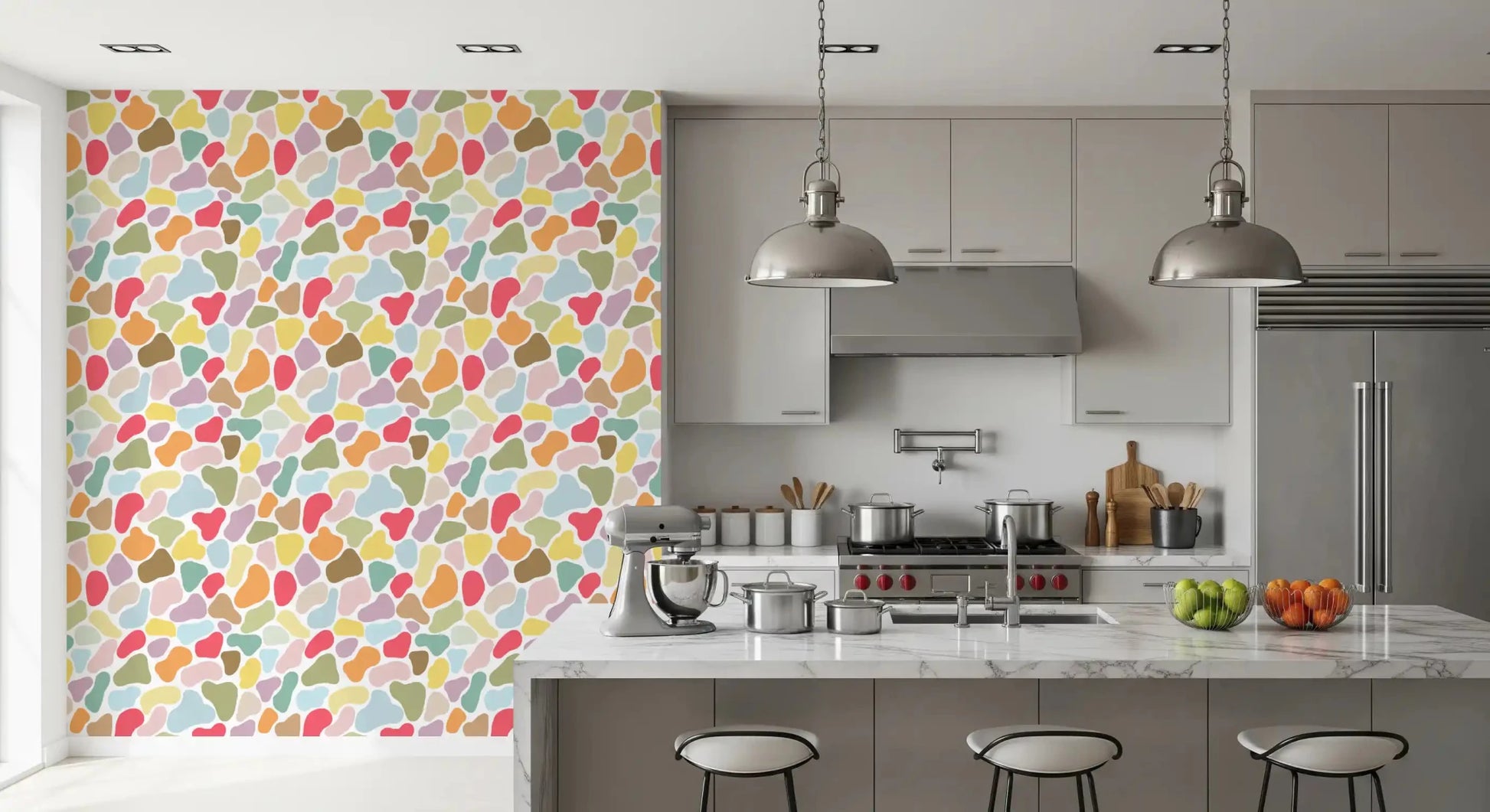 Zoomed view of the vibrant hues on this Playful Pebble wallpaperGD9453