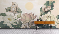 Fun Squirrels in Botanical Wallpaper
