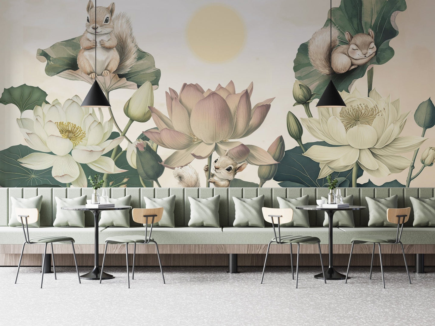 Whimsical Lotus Floral Wallpaper Design
