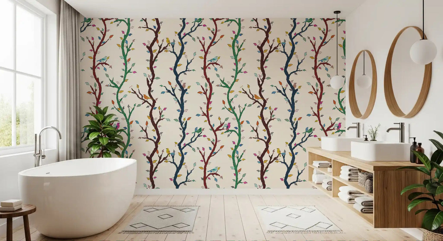 Hand-drawn limbs stretching across Woodland Branches wallpaper. GD9466