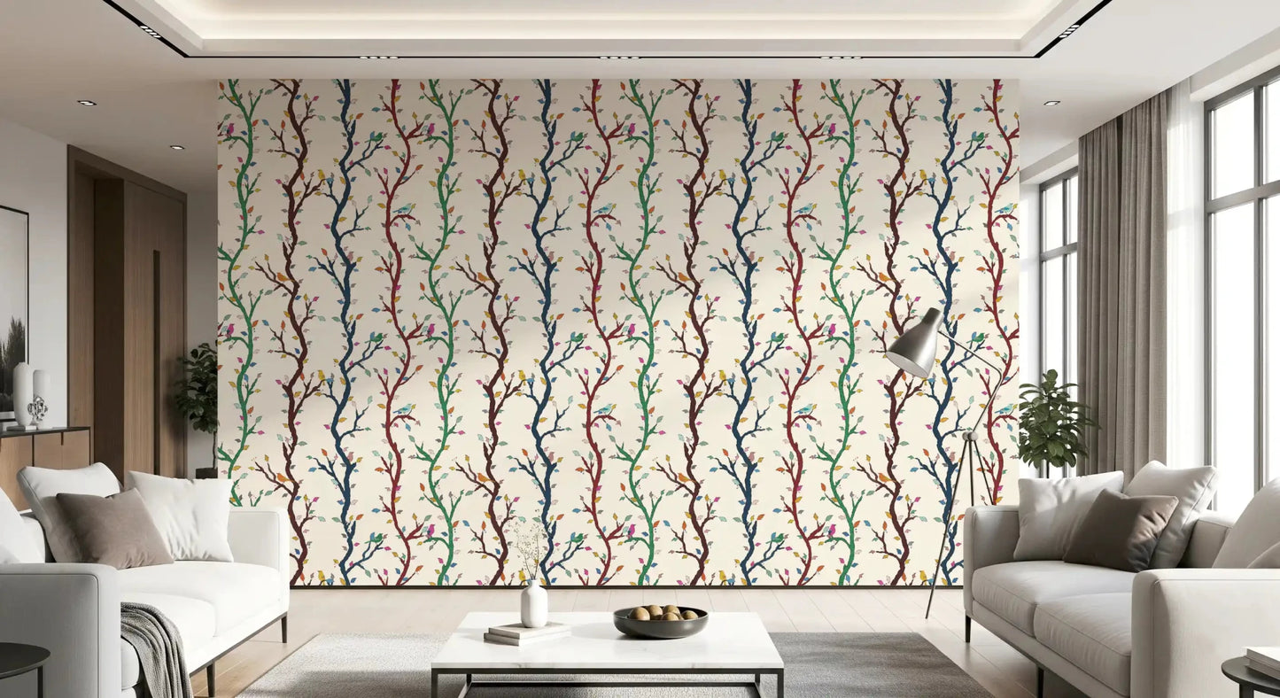 Living room begins, Birds Branches wallpaper adds a touch of make-believe. GD9466