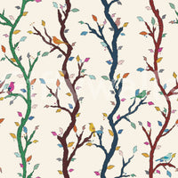 Multicolored leaves dotting the slim trunks of Playful Woodland wallpaper.
GD9466