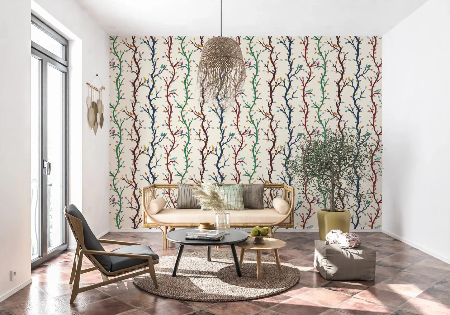 Entryway visitors are met by the friendly mood of Playful Woodland wallpaper.
⁠GD9466