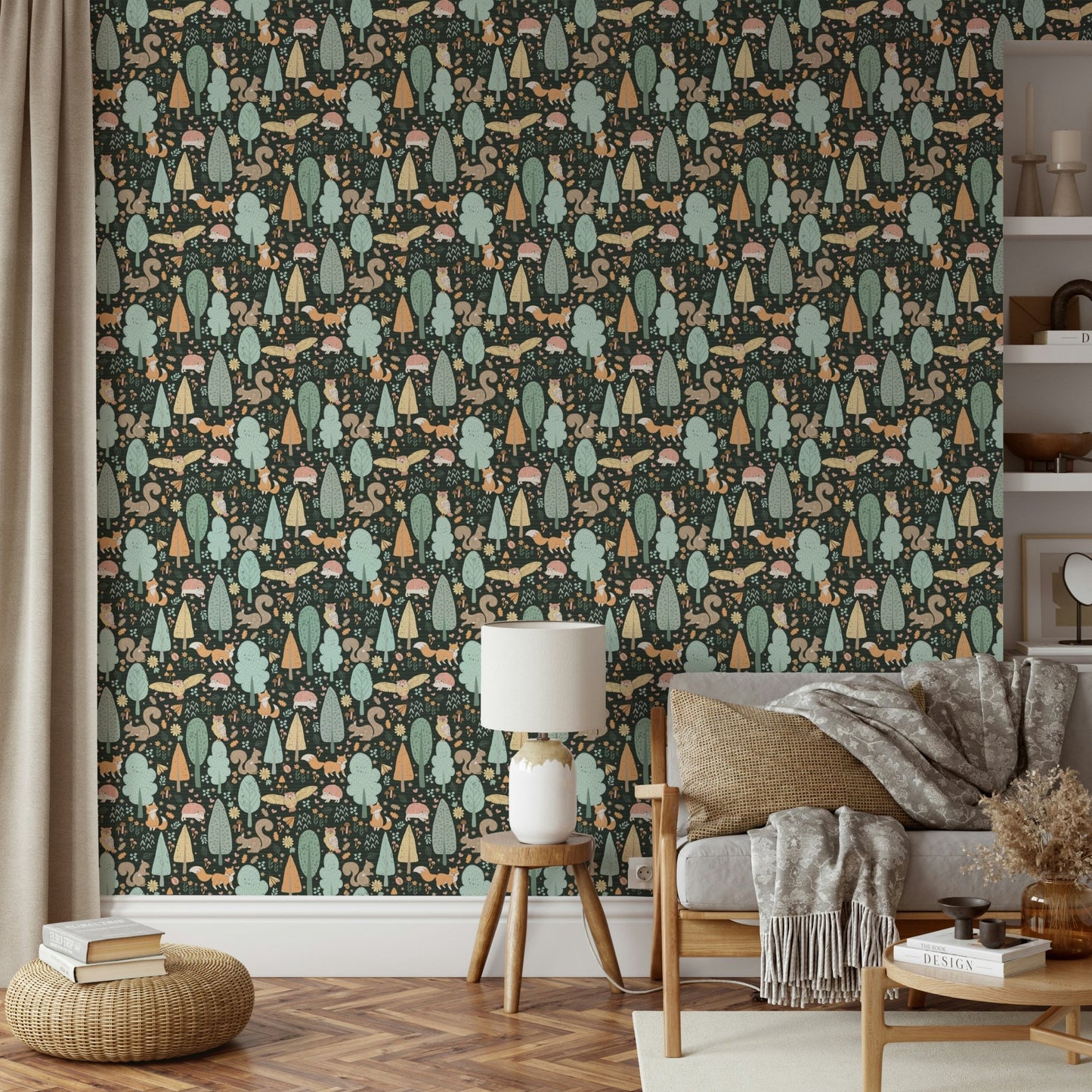 Playful Woodland Nursery Wallpaper
