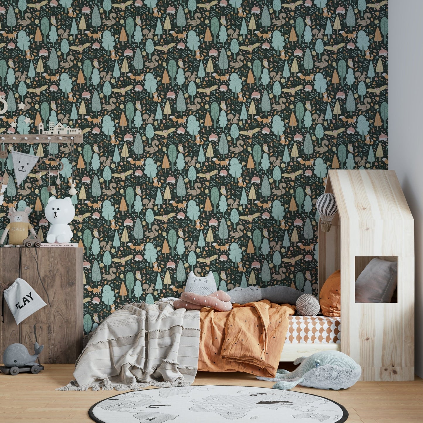 Durable woodland wall mural
