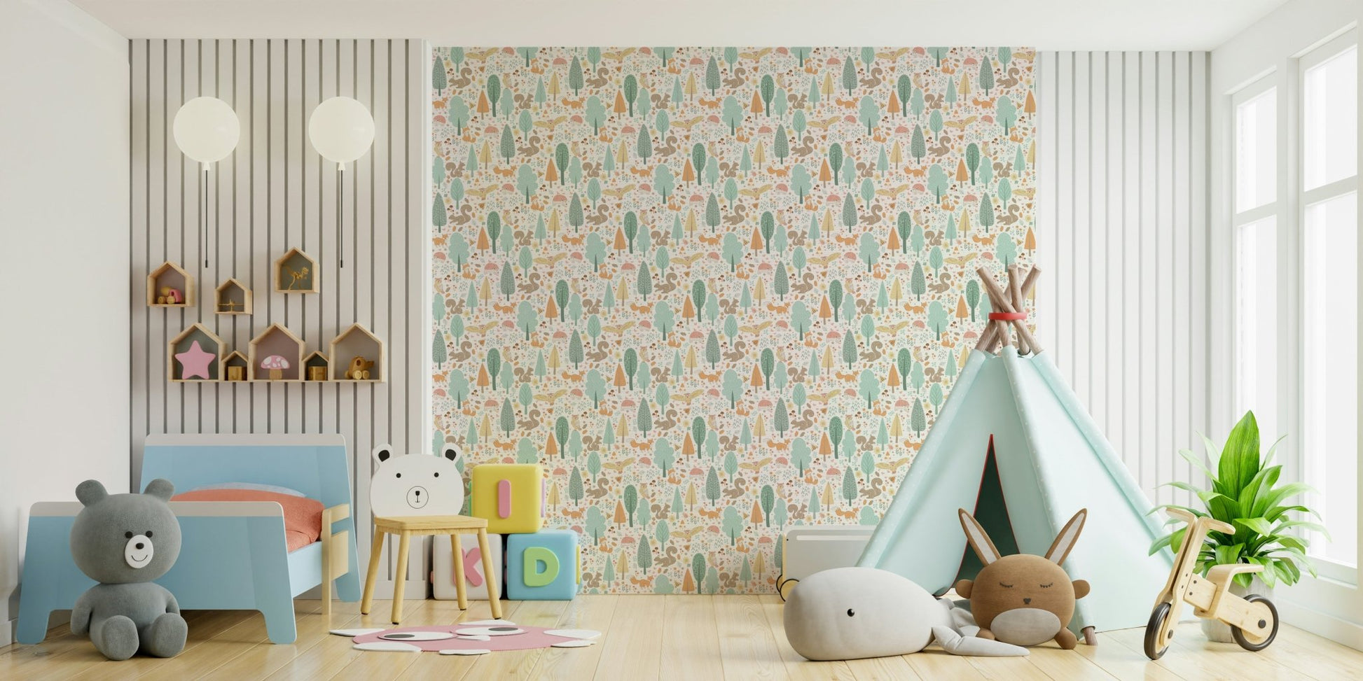 Playful Woodland Nursery Wallpaper
