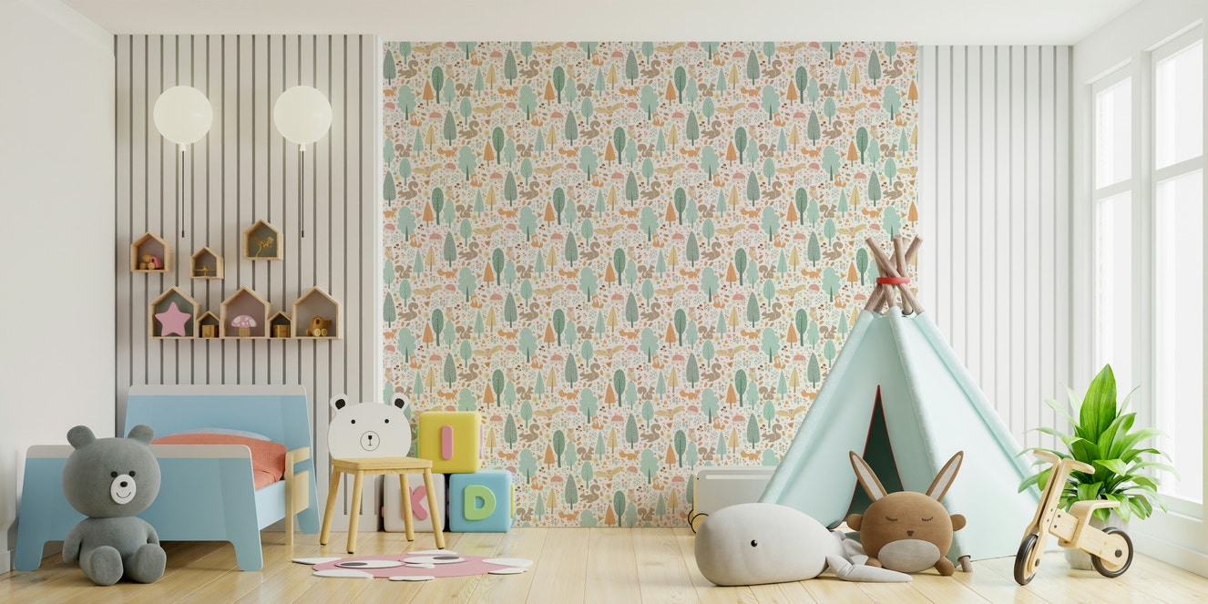 Playful Woodland Nursery Wallpaper
