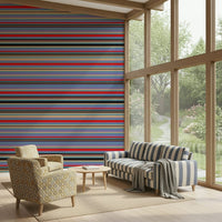 Lavender and red classic stripe botanical wall mural.