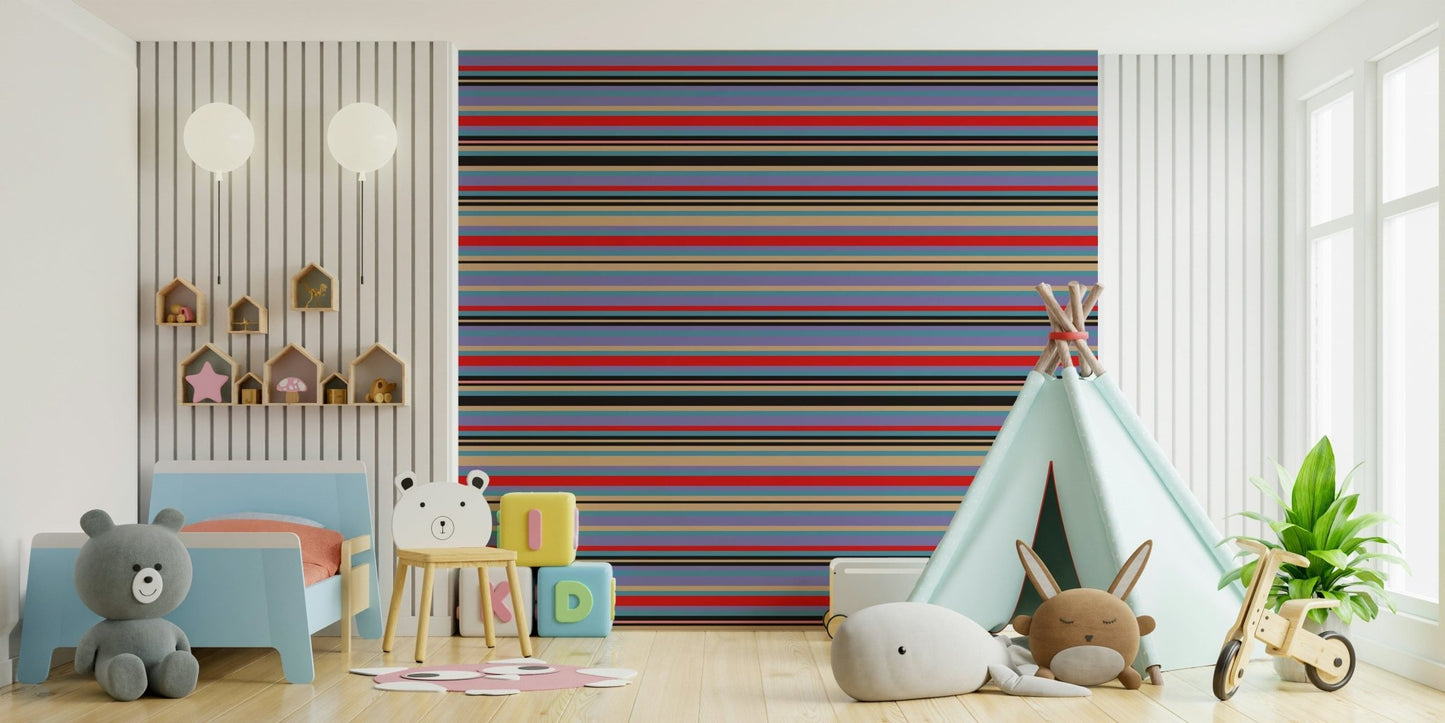 Playtime Stripes horizontal modern botanical wall design.