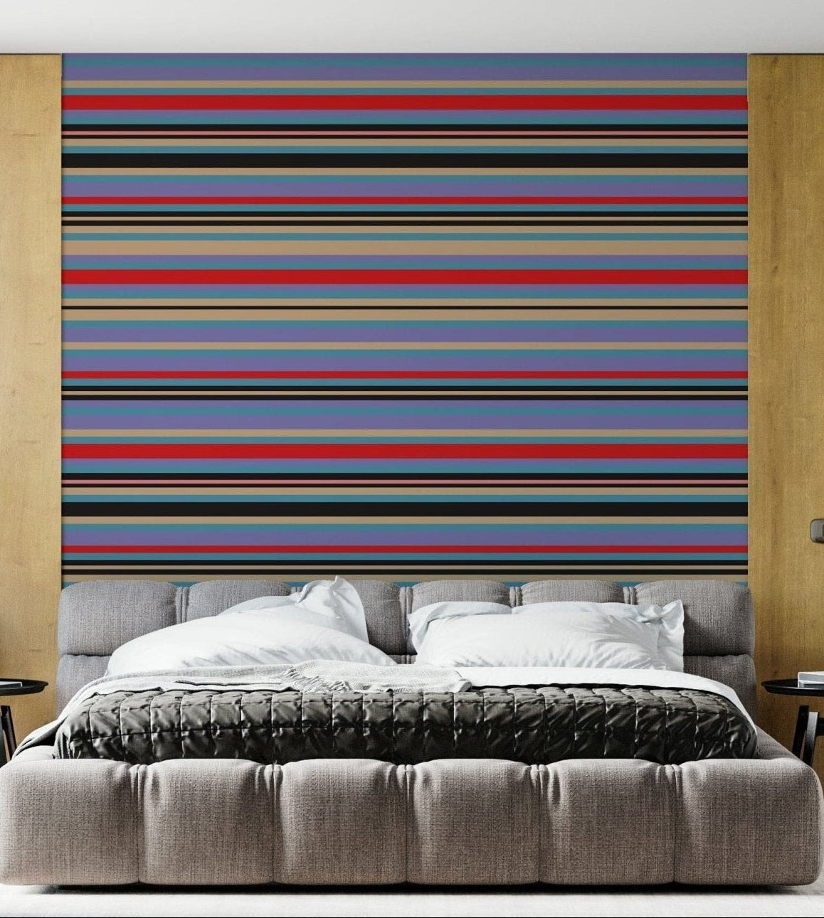 Nature inspired decor stripe mural in calm tones., GD7041