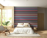 Lavender blue red classic stripes for living room wallpaper.
