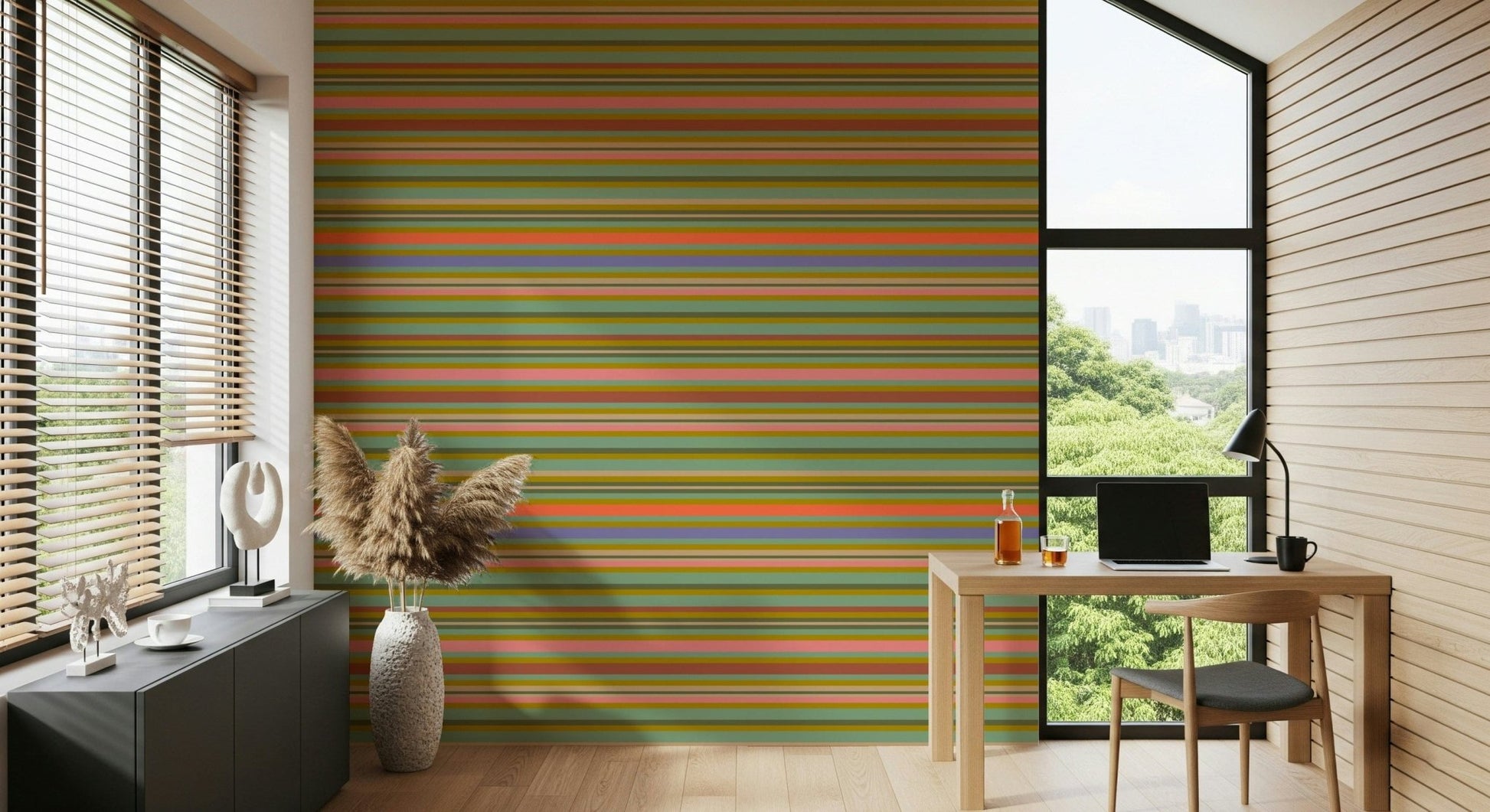 Retro 1950s Playtime Stripes Horizontal Classic stripes wall treatment