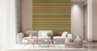 Horizontal Classic Playtime Stripes 1950s Mint Brown Pink wall covering art