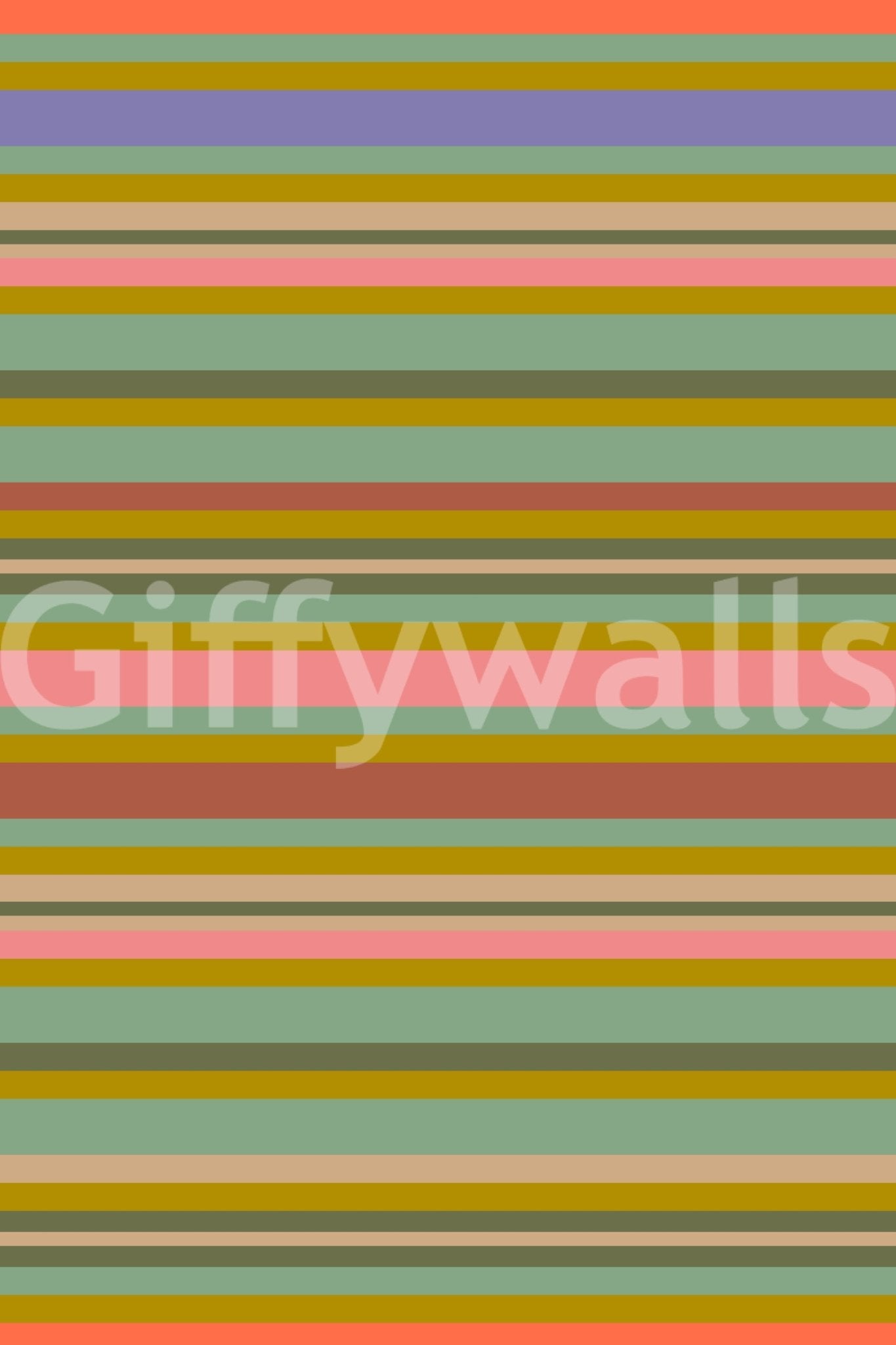 Classic Playtime Stripes Horizontal Mint Green Brown Pink wall decor