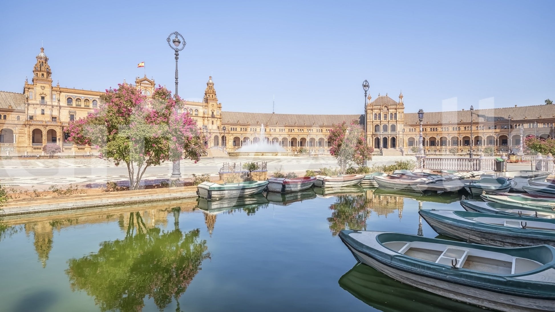 A bright courtyard reflection defines the Plaza de España Charm wall mural scene