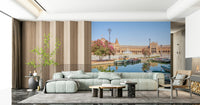This spacious lounge gains elegant travel character from Plaza de España Charm Wall Mural
