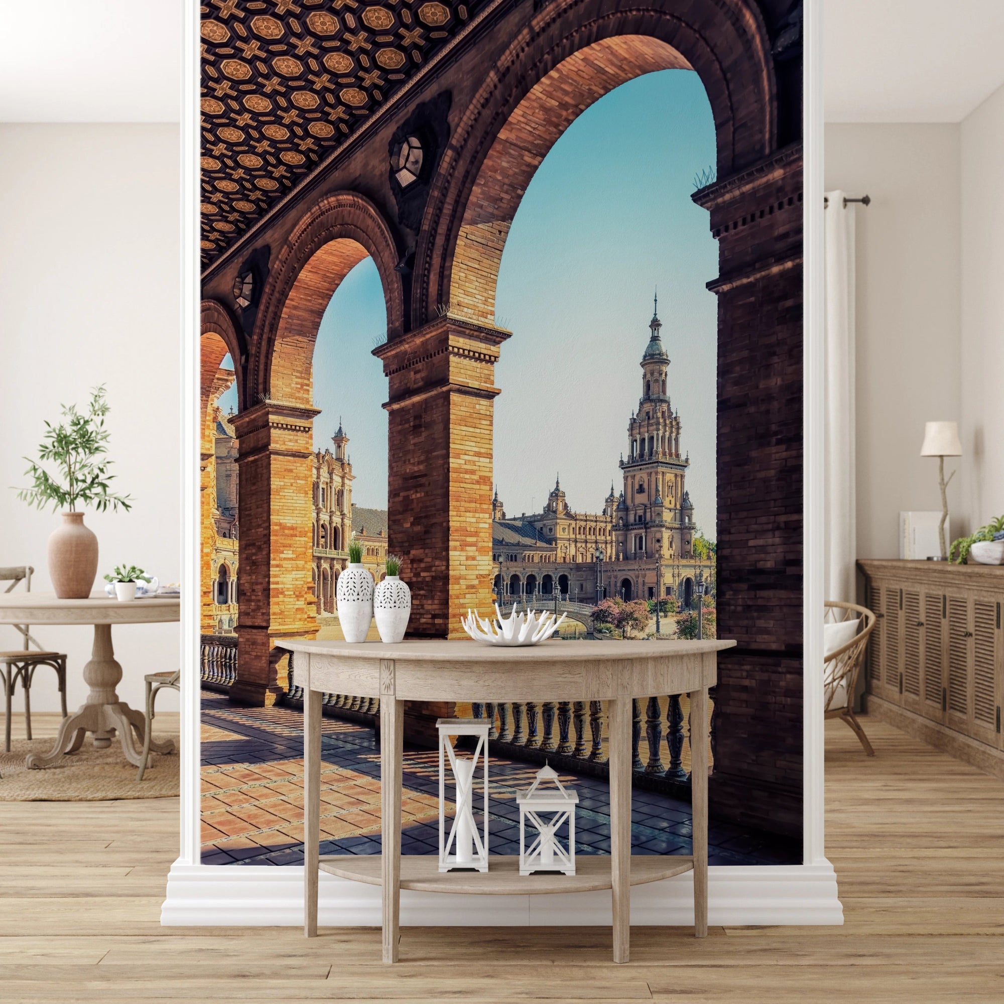 Plaza de España view wall mural in living room, GD8210