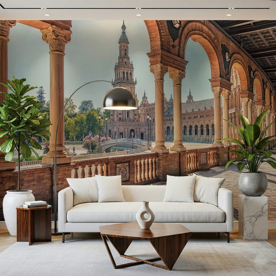 Plaza España Timeless View wall mural showing arched brick galleries GD7390

