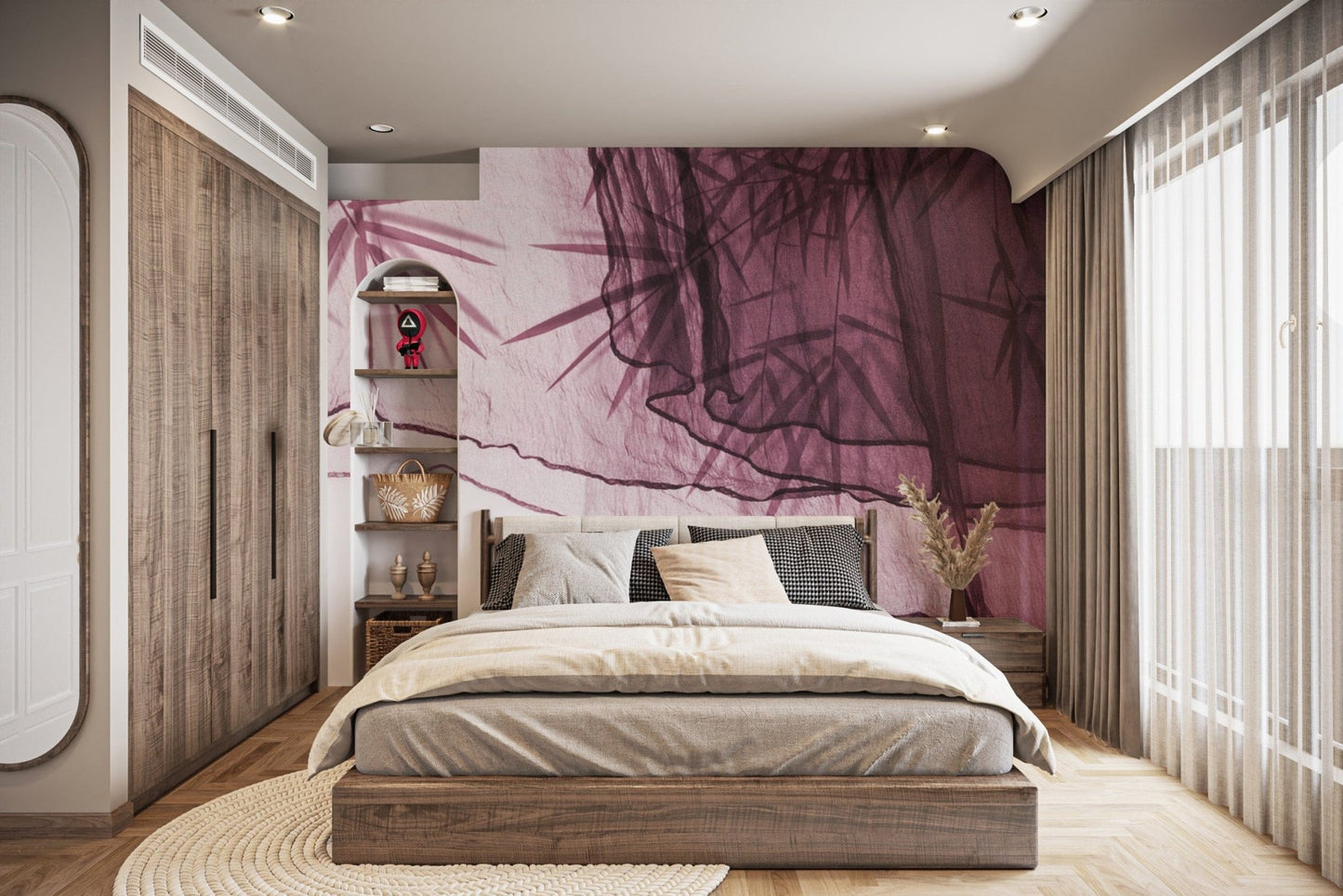 Minimalist plum bamboo wallpaper print

