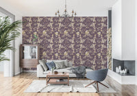 Delicate vines shape Plum Botanical Blossom Wallpaper beautifully