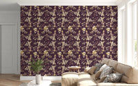 Botanical movement gives Plum Botanical Blossom Wallpaper graceful flow