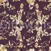 Fine trailing stems run through Plum Botanical Blossom Wallpaper evenly