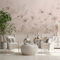 Blush beige and cream tones in Poetic Soft Floral – Petal Dust wall mural
